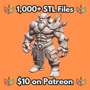 28mm DND Brutal Orc Warrior with Spiked Arm Guards Miniature MineeForm FDM 3D Print STL File