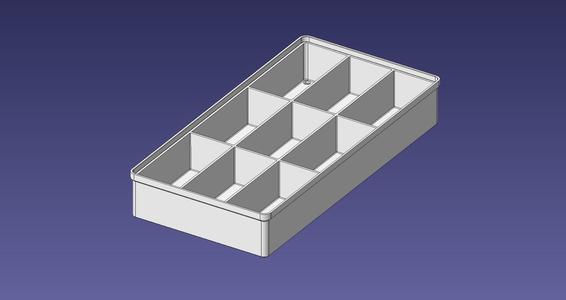 2x4 units, half height, 3x3 grid Stackable Insertbox
