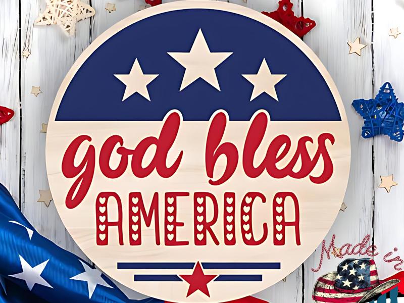 God Bless America Patriotic Decor USA Faith Gen
