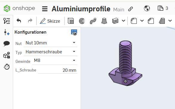 Hammerschraube für Nut 10mm M8 x 8 - 19mm | Hammer Screw For Slot 10mm M8 x 8 - 19mm