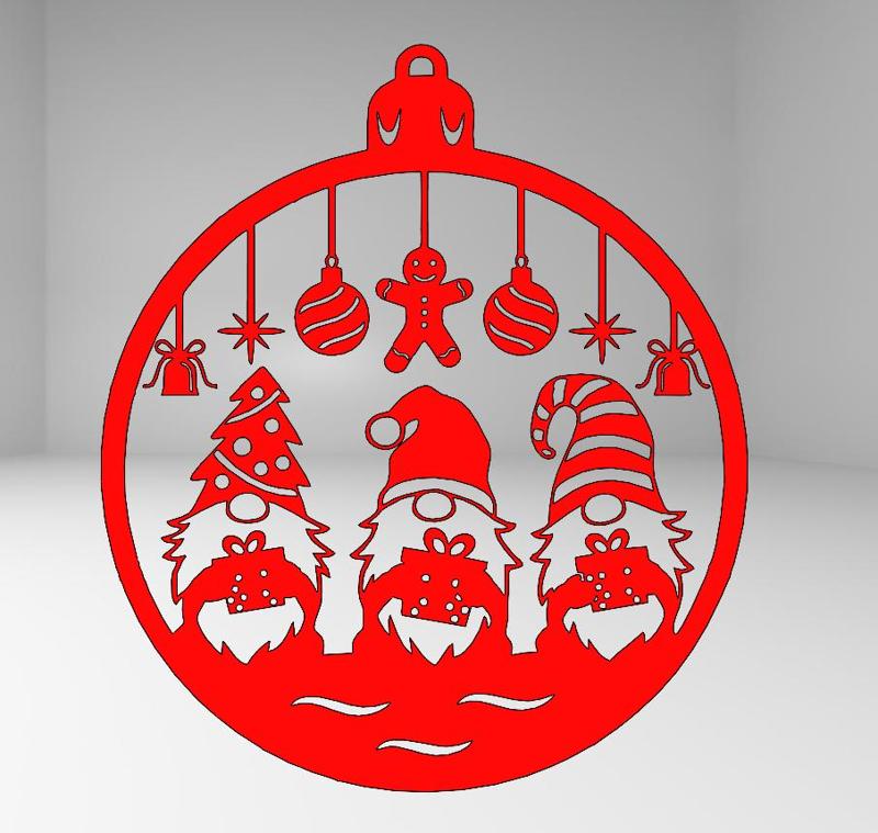 Christmas Gnomes Ornament 2 – Festive Line Art Design