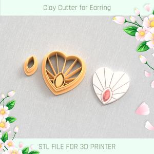 Heart Earring with Precious Stones A POLYMER CLAY CUTTER