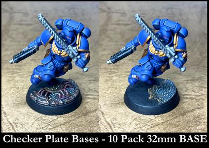 Ruined & Broken Checker Plate Bases - 10 Pack｜War Game 32mm Basing STL Files｜Rusted, Crumbling, Damaged, with Wires & Lids