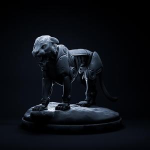 Tiger mecha robot 32mm scale pre-supported animal
