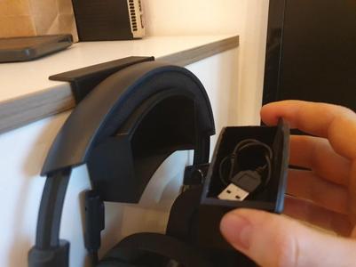 Headset/Headphone hanger with drawer