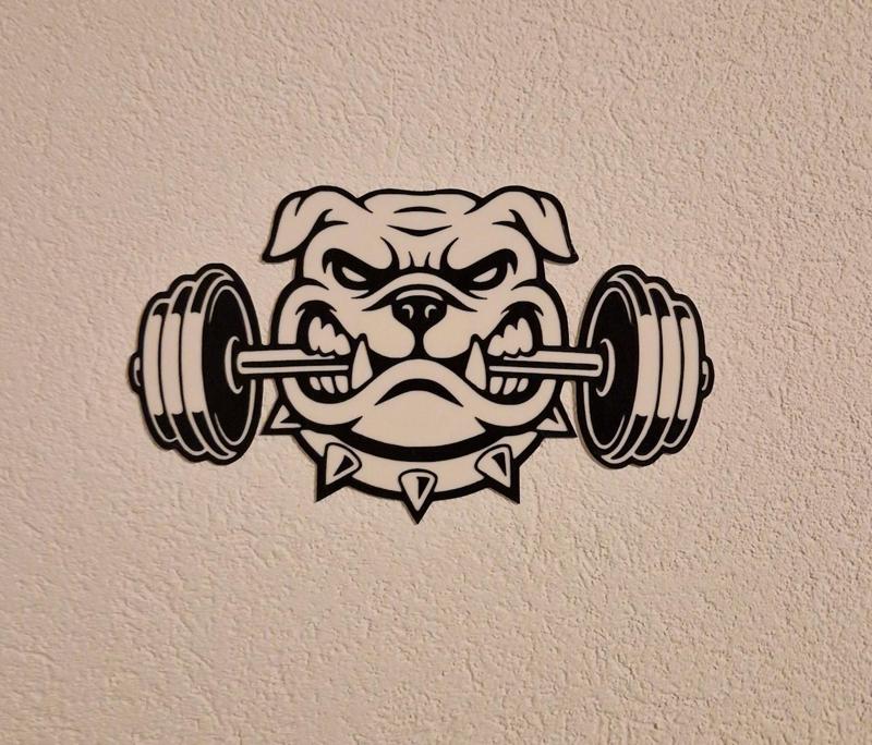 Wall Art: Bulldog with Dumbbell (1 color change)