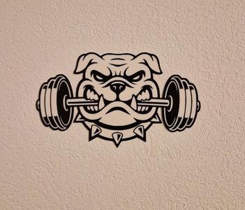 Wall Art: Bulldog with Dumbbell (1 color change)