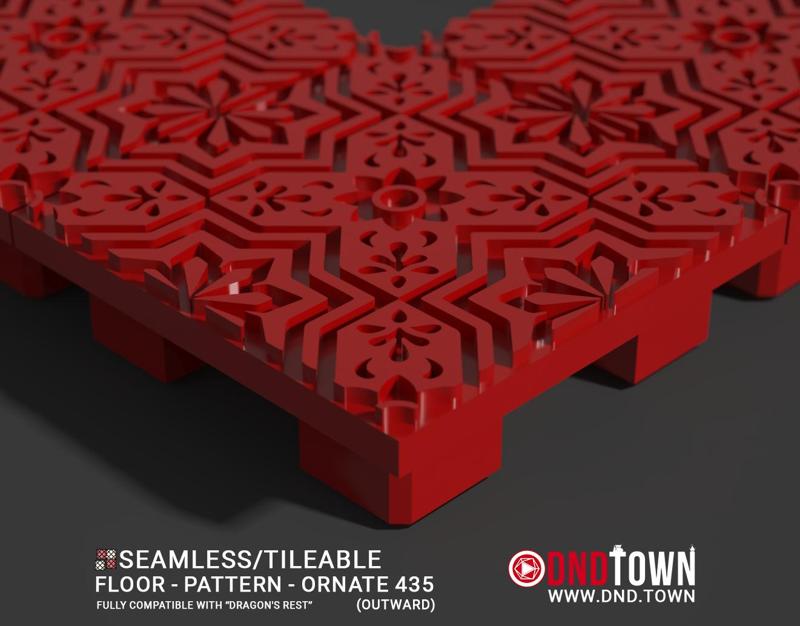 3D Modular Dungeon Tile: Floor - Pattern - Ornate 435 (OUTWARDS) - DnD Town Minis (www.dnd.town)