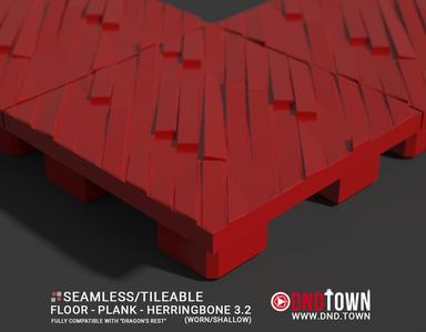 3D Modular Dungeon Tile: Floor - Plank - Herringbone 3.2 (WORN/SHALLOW) - DnD Town Minis (www.dnd.town)