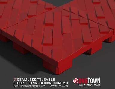 3D Modular Dungeon Tile: Floor - Plank - Herringbone 2.8 (WORN/SHALLOW) - DnD Town Minis (www.dnd.town)
