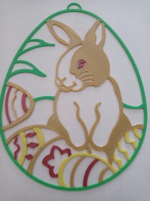 Osterhase mit Eiern beidseitig bunt - Easter Bunny - colored on both sides