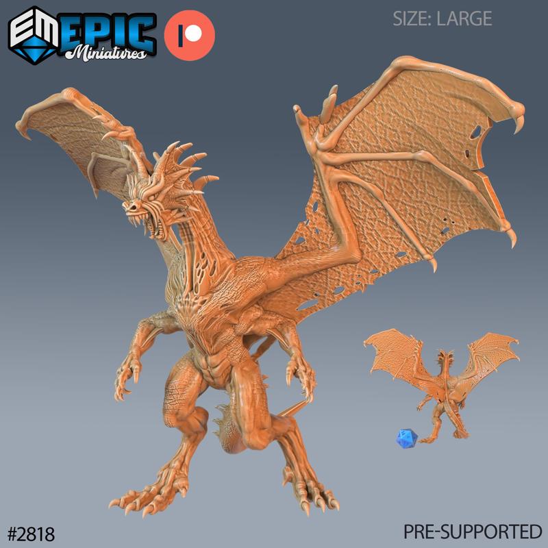 War Drake ‧ DnD Miniature ‧ Tabletop Miniatures ‧ Gaming Monster ‧ 3D Model ‧ RPG ‧ DnDminis ‧ STL FILE