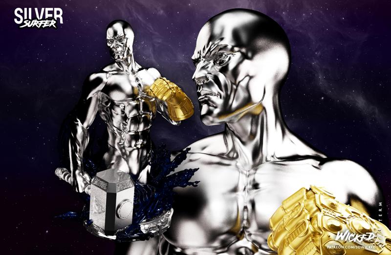Wicked Marvel Silver Surfer Bust: Tested and ready for 3d printing