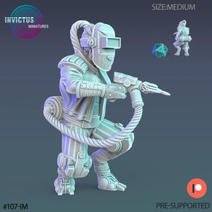 Alien Worker Welder ‧ Sci-Fi Miniature ‧ Wargame Miniatures ‧ Tabletop 3D Model ‧ RPG Miniature ‧ Cyberpunk Construct ‧ Steampunk War Machine ‧ STL FILE
