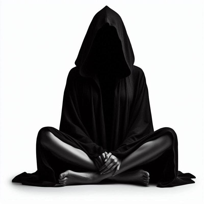 Modern Horror Girl 3D Print – Creepy Sitting Girl in Black Dress, Dark Art Figurine, Gothic Decorative Model