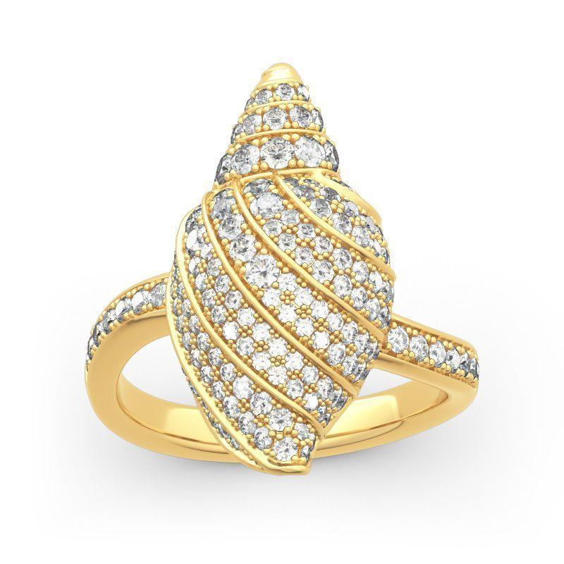 JCR 1007 Conch Shell Sterling Gold Ring