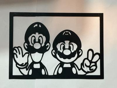 Mario Bros and Luigi silhouette wall art