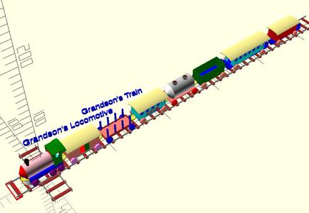 Toys for boys - train set with locomotive- OpenSCAD CSV
