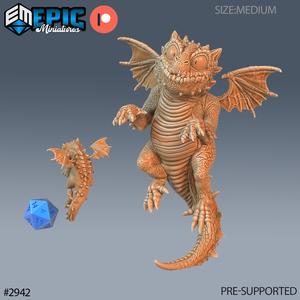 Baby Dragon Flying ‧ DnD Miniature ‧ Tabletop Miniatures ‧ Gaming Monster ‧ 3D Model ‧ RPG ‧ DnDminis ‧ STL FILE
