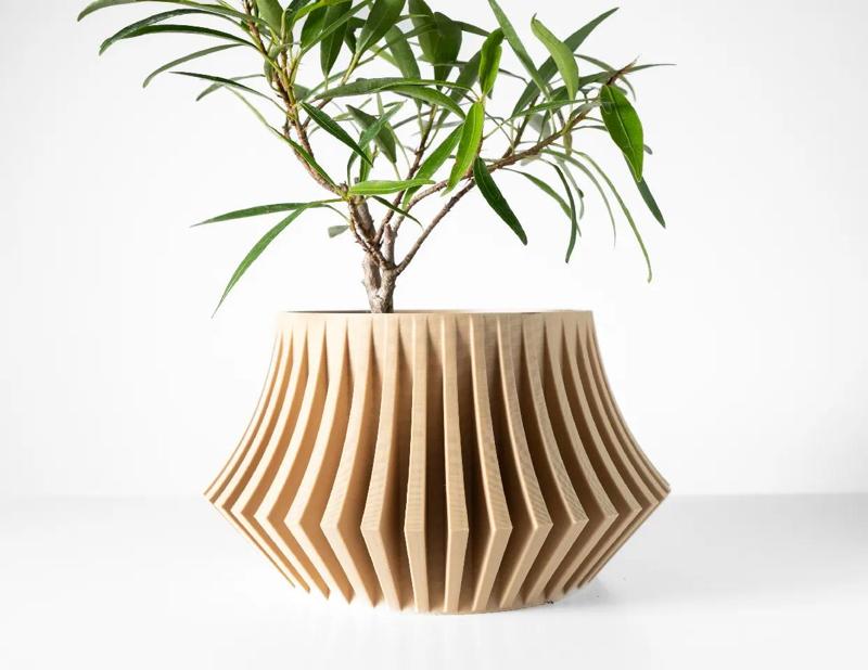 The Jasen Planter Pot with Drainage Tray & Stand: Modern and Unique Home Decor for Plants and Succulents   