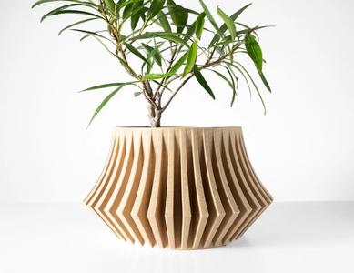 The Jasen Planter Pot with Drainage Tray & Stand: Modern and Unique Home Decor for Plants and Succulents   