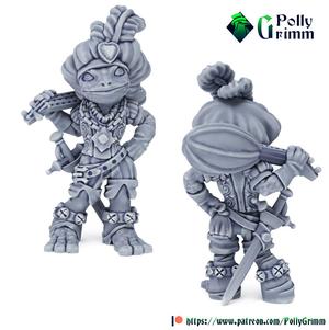 Tabletop fantasy miniature. Frogfolk grung set. Bard
