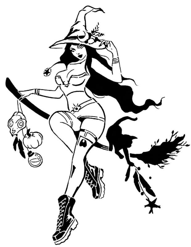 Witch stencil 9