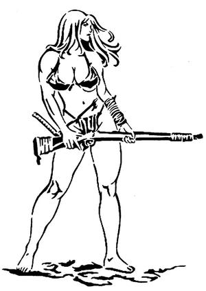 Gun Girl stencil 5