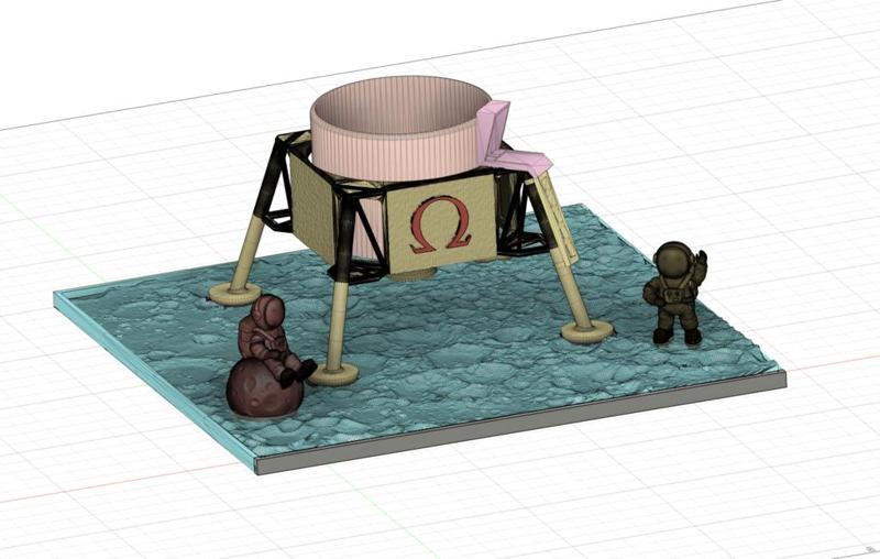 Omega Moonwatch LEM on the moon surface watch holder diorama