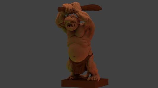 Troll attacking, with club