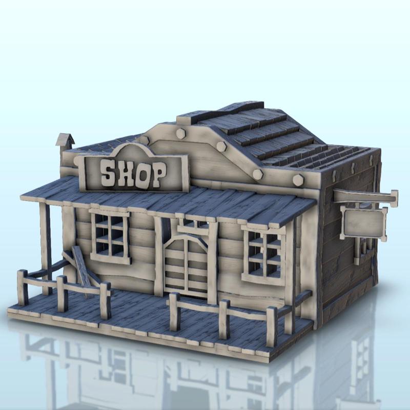 Western shop with canopy and sign (9) - Six Gun Sound Desperado Old Chronicles Gunfight Gutshot Blackwater Gulch Age of Sigmar Warhammer