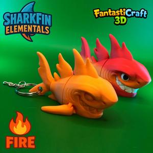 FC3D - **FREE - Fire Shark Flexi- Keychain  **  - Ocean, beast, creature, monster