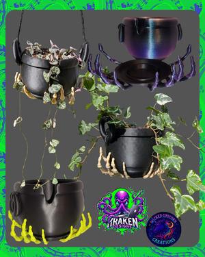Skeleton Hands Cauldron Planter