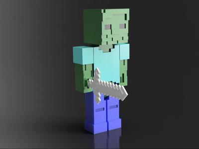 Minecraft Zombie with Moving Legs and Arms
