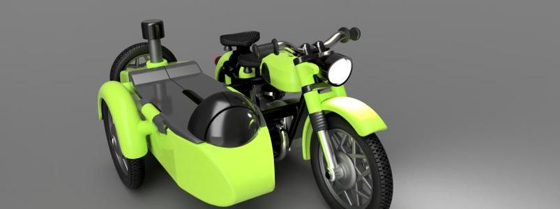 MOTORCYCLE WITH SIDECAR AND TOOTHPICKS