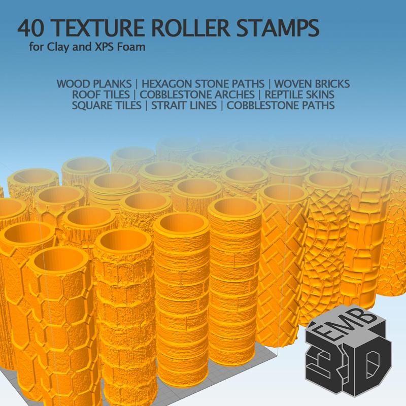 40 Clay and XPS Foam Texture Roller Stamp