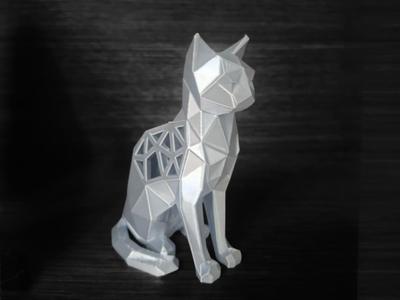 Low poly cat art sculpture - without supports