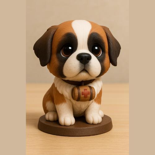 Perro San Bernardo figura estilo chibi