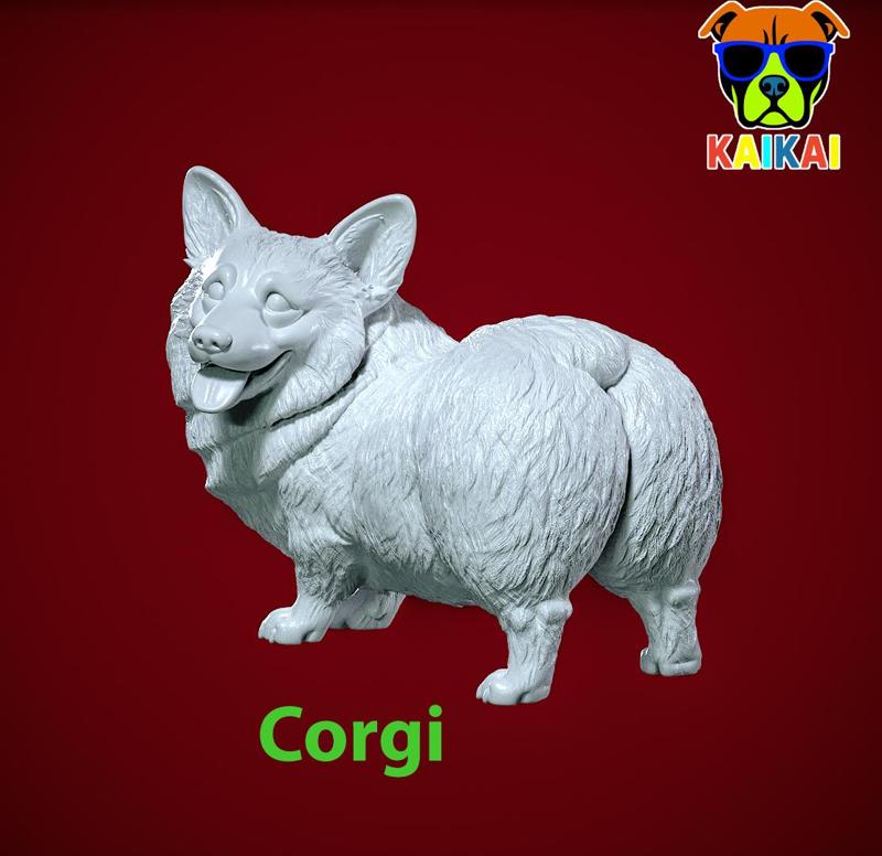 Welsh Corgi dog staute - tailless corgi  dog model - 3D print
