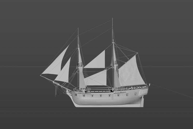 [Naval Action] Snow sailboat digital model