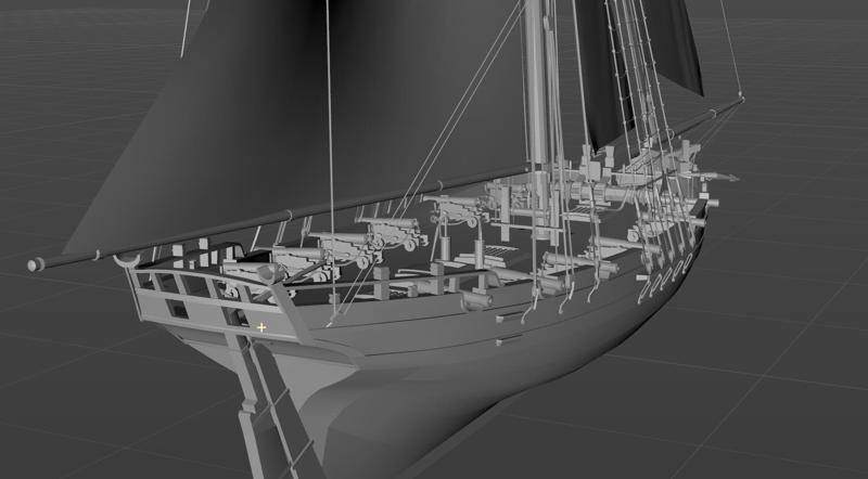 Cutter sailboat digital model