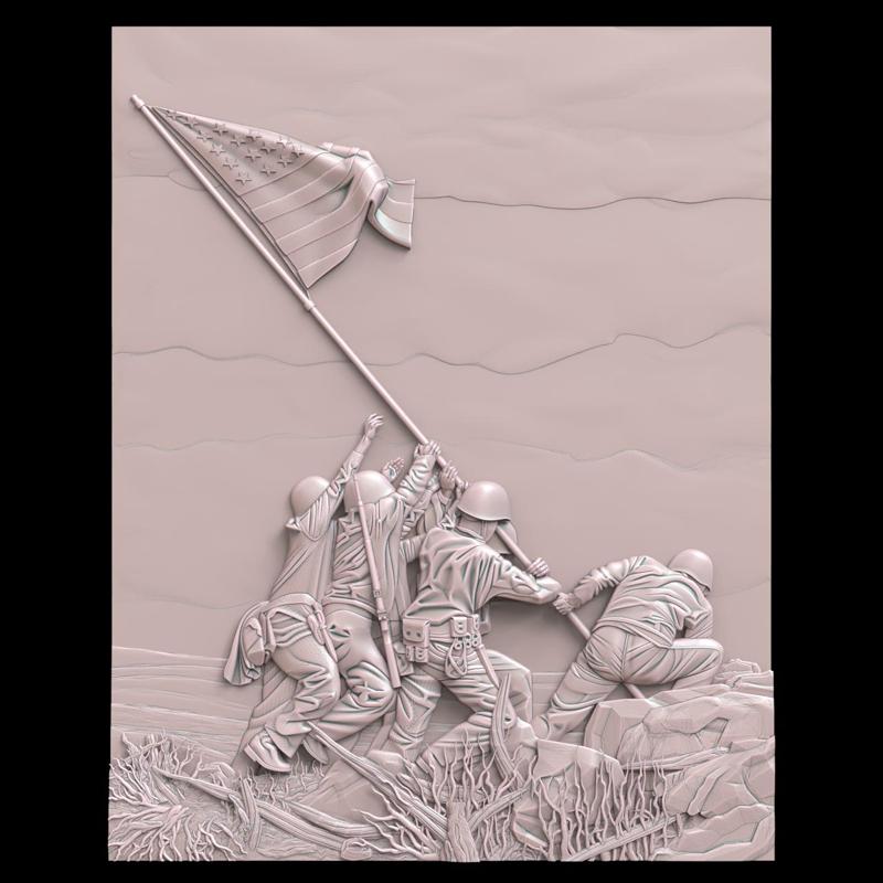 3D Model STL File for CNC Router Laser & 3D Printer Iwo Jima