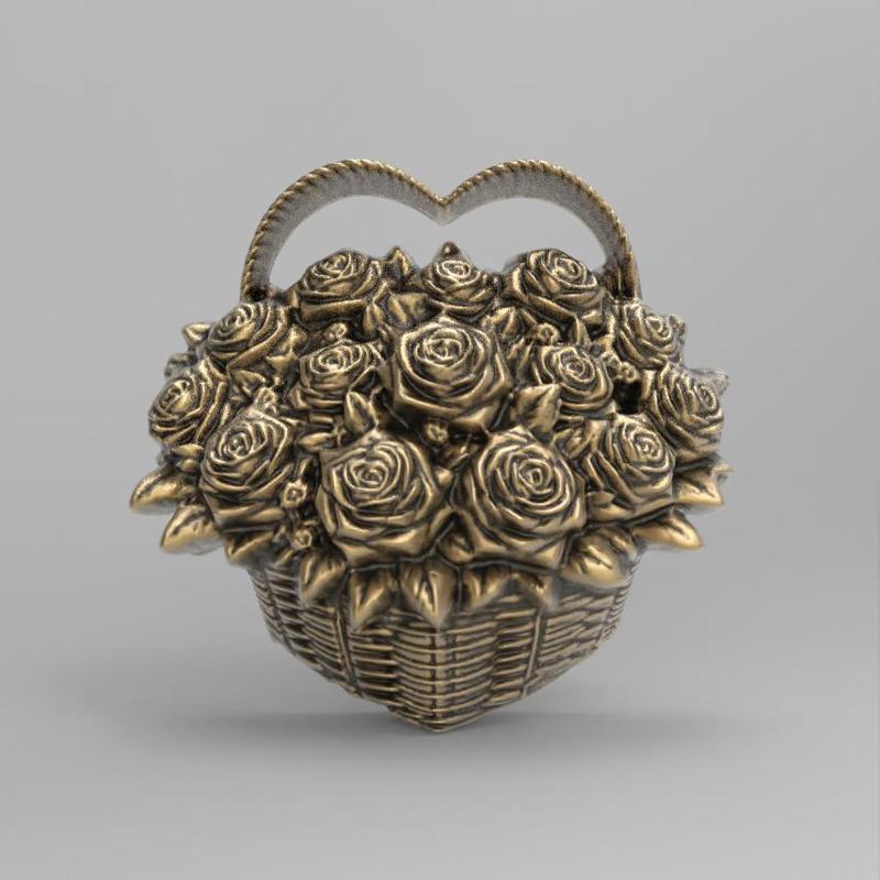 full of red roses in busket decor