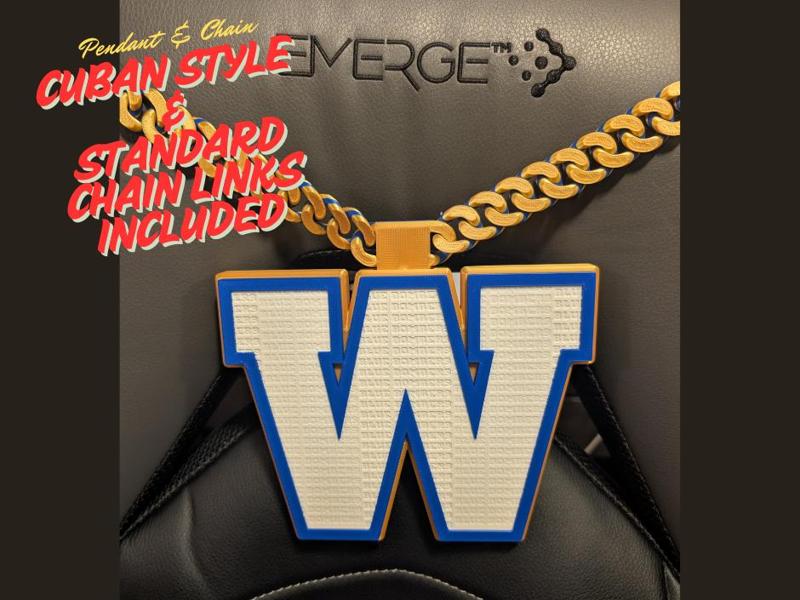 Winnipeg Blue Bombers Oversized Pendant and Chain
