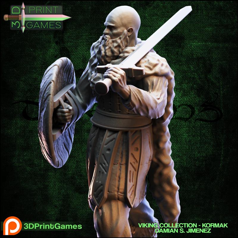 Viking warrior Pre-supported 3D model for 3D print