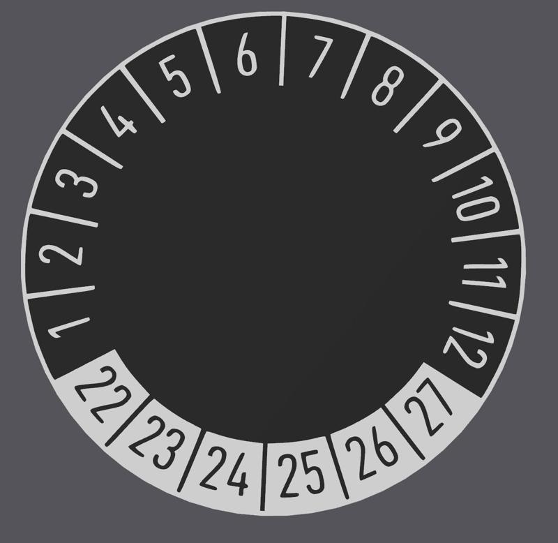 Selbstbeschreibbare Prüfplakette