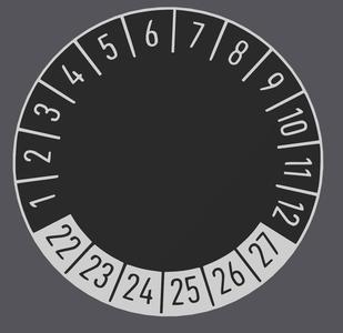 Selbstbeschreibbare Prüfplakette