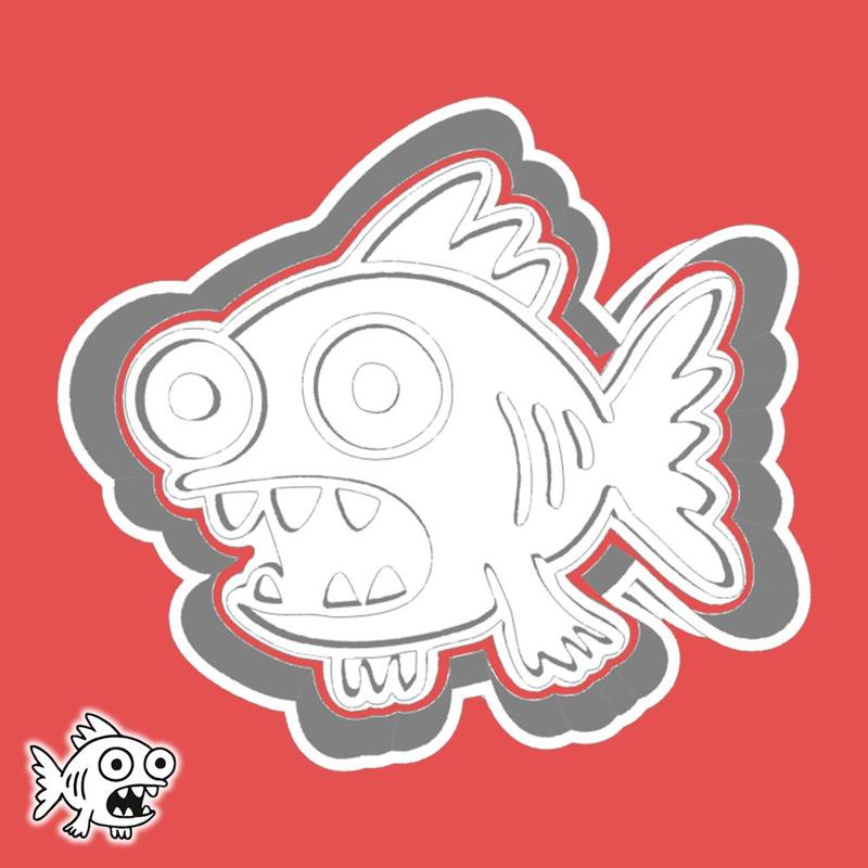 Cute monsters cookie cutters - chompfish monster