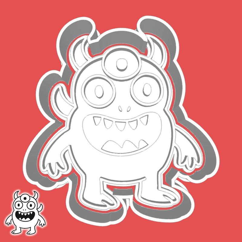 Cute monsters cookie cutters - triple goggle monster