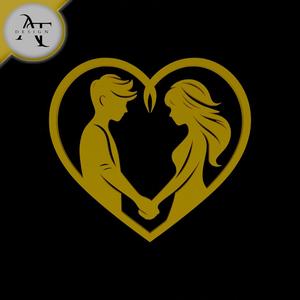 Couple in heart - Silhouette - 2D Wall Art Decor